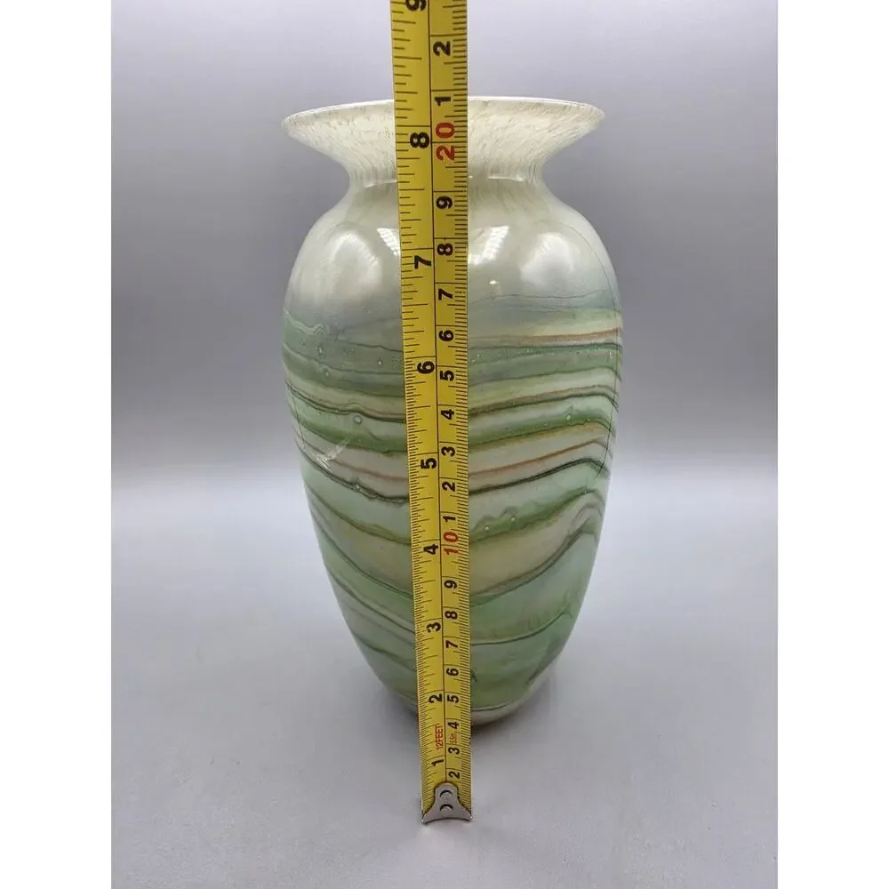 Vintage Nourot Early Art Glass Vase Cased Glass Signed Dated 1979 Green